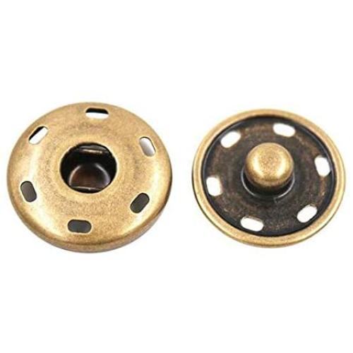 10 Sets 1 inch Sew-on Snap Button Metal Snaps Fasteners Press Studs Buttons for Coat,Bronze