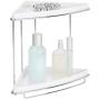 mDesign Metal 2-Tier Corner Storage Organizing Caddy Stand for Bathroom Vanity Countertops, Shelving or Under Sink - Free Standing, 2 Shelves - White/Chrome