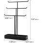 JackCubeDesign Metal 3 Tier Jewelry Display Stand Tree Organizer Necklace Holder Rack Hanger Accessory Tower with Earring Ring Tray Storage for Dresser, Vanity, Tabletop, Bedroom (Black) -MK320D