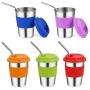 Stainless Steel Kids Cups with Lids and Straws,12oz Metal Kids Drinking Tumblers with Straws,18/8 Steel Kids Drinking Glasses with Lids,Steel Sippy Cups with Lids for Kids and Toddlers
