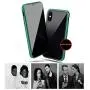MIMEI Privacy Magnetic Case for iPhone X/Xs 5.8'', Clear Double Sided Tempered Glass [Magnet Absorption Metal Bumper Frame] Thin Anti-Spy 360 Full Protective Phone Case 5.8 (Green, X/Xs 5.8'')