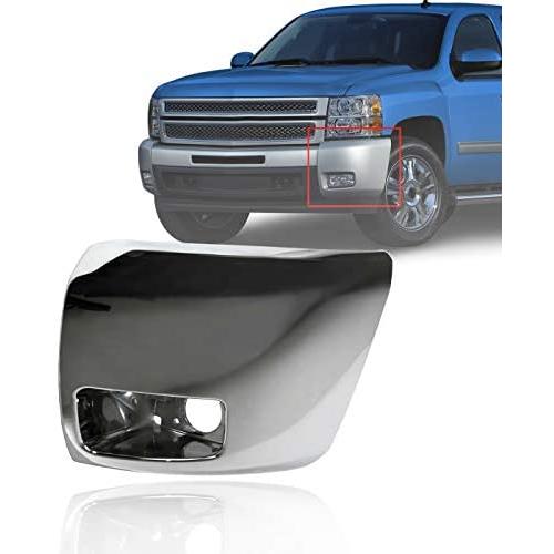 Make Auto Parts Manufacturing Driver Side Front Bumper End Cap Chrome With Fog Lamps Hole For Silverado 1500 2007 2008 2009 2010 2011 2012 2013 - GM1004156
