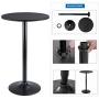 Furmax Bistro Pub Table Round Bar Height Cocktail Table Metal Base MDF Top Obsidian Table with Black Leg 23.8-Inch Top, 39.5-Inch Height (Black)