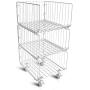 Storage Organizer, Foldable Stackable Storage Bins 3 Tiers Rolling Metal Wire Cart Baskets with 4 Wheels DIY Closet Organizer for Bathroom Bedroom Kitchen Living Room Office
