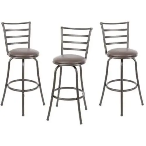 Mainstays Adjustable-Height Swivel Barstool, Hammered Bronze Finish, Set of 3 - Brown Mainstays Adjustable-Height Swivel Barstool, Hammered Bronze Finish, Set of 3 - Brown