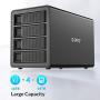 ORICO 4 Bay USB 3.0 to SATA External Hard Drive RAID Enclosure Support 64TB, 2.5/3.5 inch HDD SSD Enclosure Built-in 150W Power/Dual Chip for Enterprise Data Storage Backup (Support RAID)