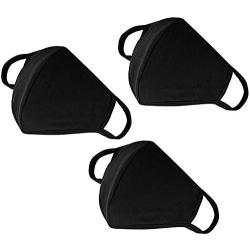 Fashion Mouth Protection Unisex Washable and Reusable Cotton Warm Face Protection with Adjustable Bridge Design (3-Pack Black)