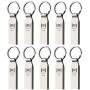 10 X 32GB Metal USB 2.0 Flash Drives Waterproof Bulk Thumb Drive Jump Drive Pen Drive Memory Stick with Keyring,Silvery(32G,10pack)