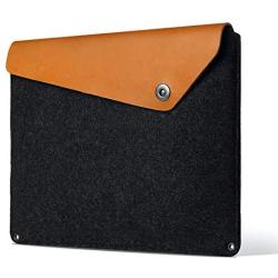 Mujjo Sleeve for New MacBook Pro 16-inch, 15'' MacBook Pro (4th Gen) | Anti-Peel Felt, Vegetable Tanned Leather Flap, Storage, Card Pocket (Tan)