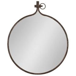 Kate and Laurel Yitro Round Industrial Rustic Metal Framed Wall Mirror, 23.5x28.5, Rustic Metal, Chic Industrial Accent Mirror for Wall