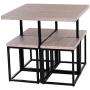 HOMCOM 5 Piece Dining Room Table Chair Set Square Board Steel Space Saving with Stools, Natural Wood Color