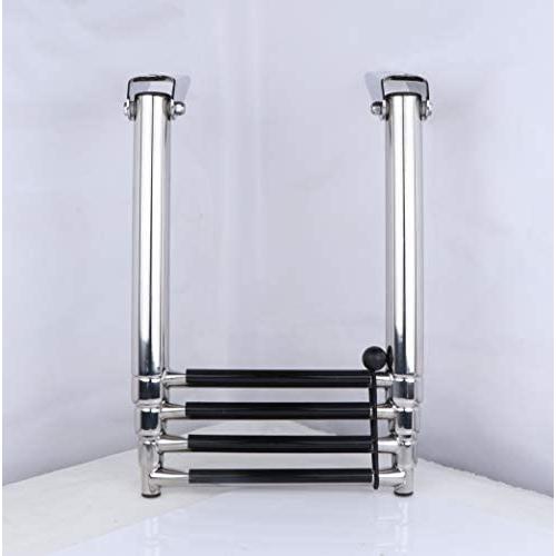 Just marine Telescoping 4 Step Boat Ladder Stainless Steel Folding Swim Drop Ladder for Pontoon Boat
