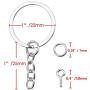 HAUTOCO 100Pcs Keychain Rings with Chain, Open Jump Rings and Screw Eye Pins for Crafts Charm Jewelry Making(1 Inch/25mm)