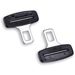 JUSTTOP 2-Pack Car Seat Belt Clip, Car Seat Belt Silencer Metal Tongue, Seat Safety Belt Buckle Auto Metal Seat, Universal for Most Vehicle-Black