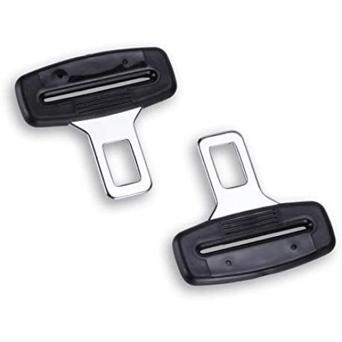 JUSTTOP 2-Pack Car Seat Belt Clip, Car Seat Belt Silencer Metal Tongue, Seat Safety Belt Buckle Auto Metal Seat, Universal for Most Vehicle-Black
