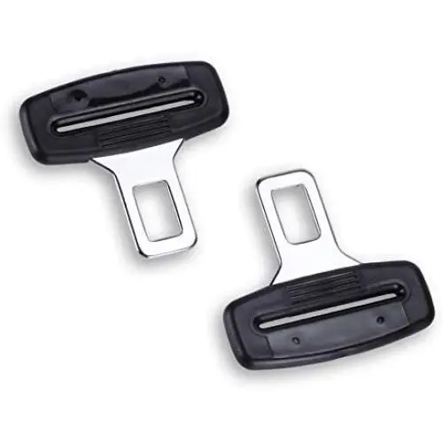 JUSTTOP 2-Pack Car Seat Belt Clip, Car Seat Belt Silencer Metal Tongue, Seat Safety Belt Buckle Auto Metal Seat, Universal for Most Vehicle-Black