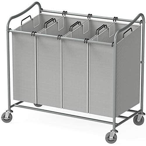 Simple Houseware 4-Bag Heavy Duty Laundry Sorter Rolling Cart, Silver Simple Houseware 4-Bag Heavy Duty Laundry Sorter Rolling Cart, Silver