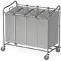 Simple Houseware 4-Bag Heavy Duty Laundry Sorter Rolling Cart, Silver