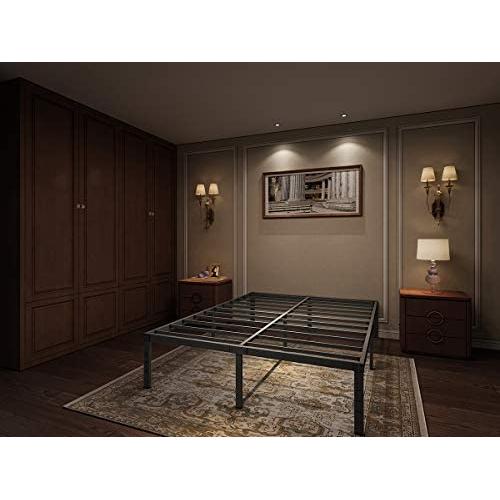 AROMUSTIME 16 Inch Metal Platform Bed Frame/Easy Assembly Mattress Foundation/Heavy Duty Steel Slat/Noise Free/Box Spring Replacement, Queen