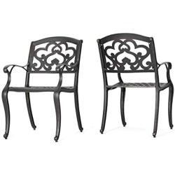 Christopher Knight Home Austin Outdoor Cast Aluminum Dining Chairs, 2-Pcs Set, Shiny Copper