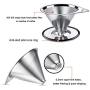 Pour Over Coffee Dripper Stainless Steel LHS Slow Drip Coffee Filter Metal Cone Paperless Reusable Single Cup Coffee Maker 1-2 Cup With Non-slip Cup Stand and Cleaning Brush