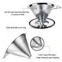 Pour Over Coffee Dripper Stainless Steel LHS Slow Drip Coffee Filter Metal Cone Paperless Reusable Single Cup Coffee Maker 1-2 Cup With Non-slip Cup Stand and Cleaning Brush