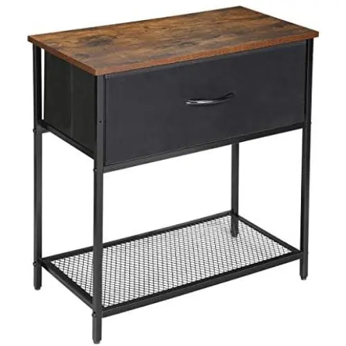 Kamiler End Table Industrial Nightstand with Drawer Side Table Mesh Storage Shelf Sofa Table Rustic Furniture Metal Frame for Bedroom/Entryway/Office Kamiler End Table Industrial Nightstand with Drawer Side Table Mesh Storage Shelf Sofa Table Rustic Furniture Metal Frame for Bedroom/Entryway/Office