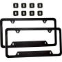 sloHEXtted Black License Plate Frames Cabon Fiber 2Pcs 4 Holes-US Standard Cars License Plate Covers - All-wearther Aluminum Metal Plate Holders for Front & Rear License Number Tags