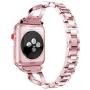 AiiKo Compatible with Apple Watch 38mm 40mm Bands Women,X Link Stainless Steel Metal Bracelet with Bling Rhinestone Jewelry Replacement for Apple Watch Series 4/3/2/1,Rose Pink