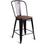 COSTWAY Tolix Style Dining Stools with Wood Seat and Backrest, Industrial Metal Counter Height Stool, Modern Kitchen Dining Bar Chairs Rustic, Copper