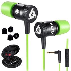 KLIM Fusion Earbuds with Microphone + Long-Lasting Wired Ear Buds - Innovative: in-Ear with Memory Foam + Earphones with Mic and 3.5mm Jack - New 2021 Version - Green