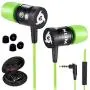 KLIM Fusion Earbuds with Microphone + Long-Lasting Wired Ear Buds - Innovative: in-Ear with Memory Foam + Earphones with Mic and 3.5mm Jack - New 2021 Version - Green