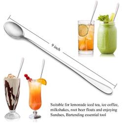 Hiware 9-Inch Long Handle Iced Tea Spoon, Coffee Spoon, Ice Cream Spoon, Stainless Steel Cocktail Stirring Spoons, Set of 4