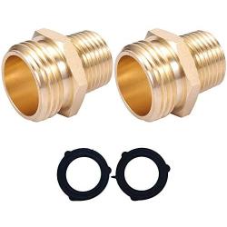 HZFJ 2-Pack 3/4” GHT Male x 1/2” NPT Male Connector, Brass Garden Hose Fitting, Adapter, Industrial Metal Brass Garden Hose to Pipe Fittings Connect,Garden Hose Extension Repair Fitting…