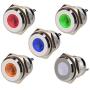 Gebildet 5pcs 16mm 12V-24V Stainless Steel Waterproof LED Indicator Light Metal Shell Pilot Custom Dash Signal Lamp Concave Head