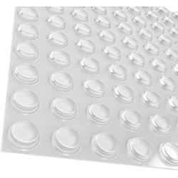 Pack of 100 Cabinet Door Bumpers - 1/2” Diameter Clear Adhesive Pads for Drawers, Glass Tops, Cutting Boards, Picture Frames, Small Furniture