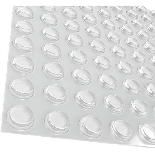 Pack of 100 Cabinet Door Bumpers - 1/2” Diameter Clear Adhesive Pads for Drawers, Glass Tops, Cutting Boards, Picture Frames, Small Furniture Pack of 100 Cabinet Door Bumpers - 1/2” Diameter Clear Adhesive Pads for Drawers, Glass Tops, Cutting Boards, Picture Frames, Small Furniture