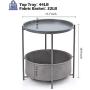 TOOLF End Table, Metal Nightstand, Coffee Round Table, Sofa Side Snack Table with Detachable Tray Top and Fabric Storage Basket, Scandi Style Table for Living Room Bedroom (Dark Grey)