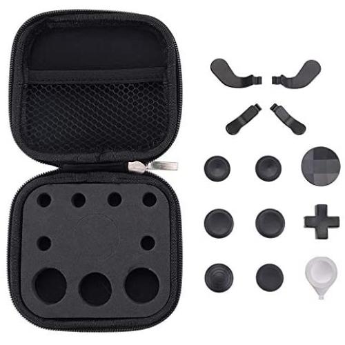 eXtremeRate Metal Replacement Thumbsticks Mod Swap Joysticks for Xbox One Elite Series 2, Gaming Accessories 2 D-Pads 4 Paddles for Xbox One Elite Series 1, Elite Series 2 Controller - 13 in 1 Black