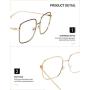 Slocyclub Oversized Blue Light Blocking Glasses for Women Men Non Prescription Metal Square Computer Glasses