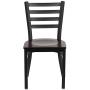 Flash Furniture HERCULES Series Black Ladder Back Metal Restaurant Chair - Walnut Wood Seat Flash Furniture HERCULES Series Black Ladder Back Metal Restaurant Chair - Walnut Wood Seat