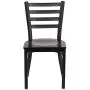 Flash Furniture HERCULES Series Black Ladder Back Metal Restaurant Chair - Walnut Wood Seat