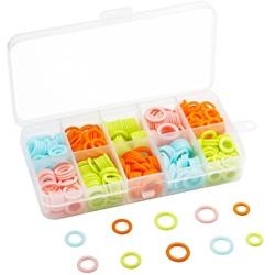 HEIRTRONIC 120 Pieces Colored Knit Knitting Stitch Markers Rings with Storage Box (Multiple-size)