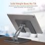 Ipad Stand Aluminum Metal Tablet Holder for Desk Angle Height Adjustable Ipad Holder for IPad Pro 9.7, 10.5, 12.9 Air Mini 4 3 2, Kindle, Nexus,Tablet Stand Gray