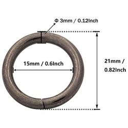 BIKICOCO 3/5 Metal O-Ring Buckle Connector Round Loops Non Welded for Bags Webbing Purse and Belt Straps, Gunmetal, Pack of 30