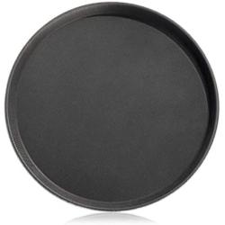 New Star Foodservice 25033 Restaurant Grade Non-Slip Tray, Plastic, Rubber Lined, Round, 14'' Inch, Black