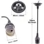 Swpeet 4 Pcs Vintage Edison Light Socket Screw Bulbs Light Lamp Holder With Wire, E26 / E27 Base Adjustable Black Wire for Kitchens, Dining Rooms, Bars and Restaurants