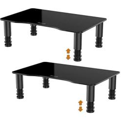 2 Pack Computer Monitor Stand Riser with Height Adjustable Multi Media Desktop Stand for Flat Screen LCD LED TV, Laptop/Notebook/Xbox One, Black HD01B-202