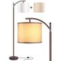Rottogoon Floor Lamp for Living Room, LED Standing Lamp with 2 Lamp Shades Tall Industrial Floor Lamp Reading for Bedroom, Office (9W LED Bulb, Beige & White Shades Included) -Oil-Rubbed Bronze