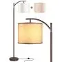 Rottogoon Floor Lamp for Living Room, LED Standing Lamp with 2 Lamp Shades Tall Industrial Floor Lamp Reading for Bedroom, Office (9W LED Bulb, Beige & White Shades Included) -Oil-Rubbed Bronze